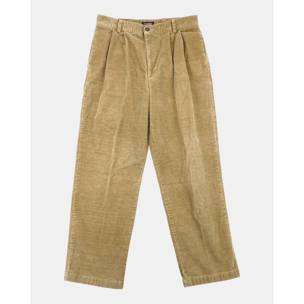 Dockers Corduroy Pleated Pants Men's 33x30 Tan Relaxed Fit Straight Leg